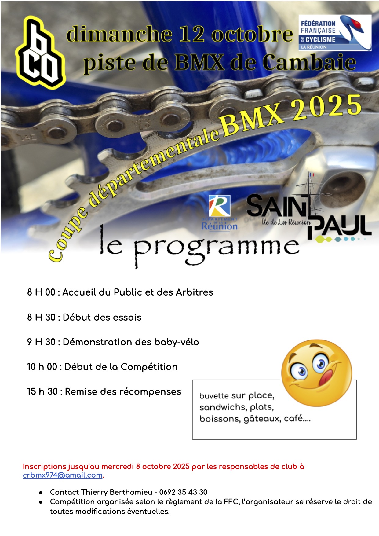 Le programme de la manche 2 organise par la BCO