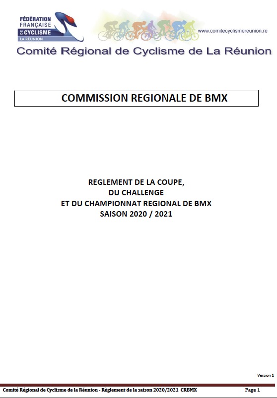 Règlement BMX 2020 / 2021